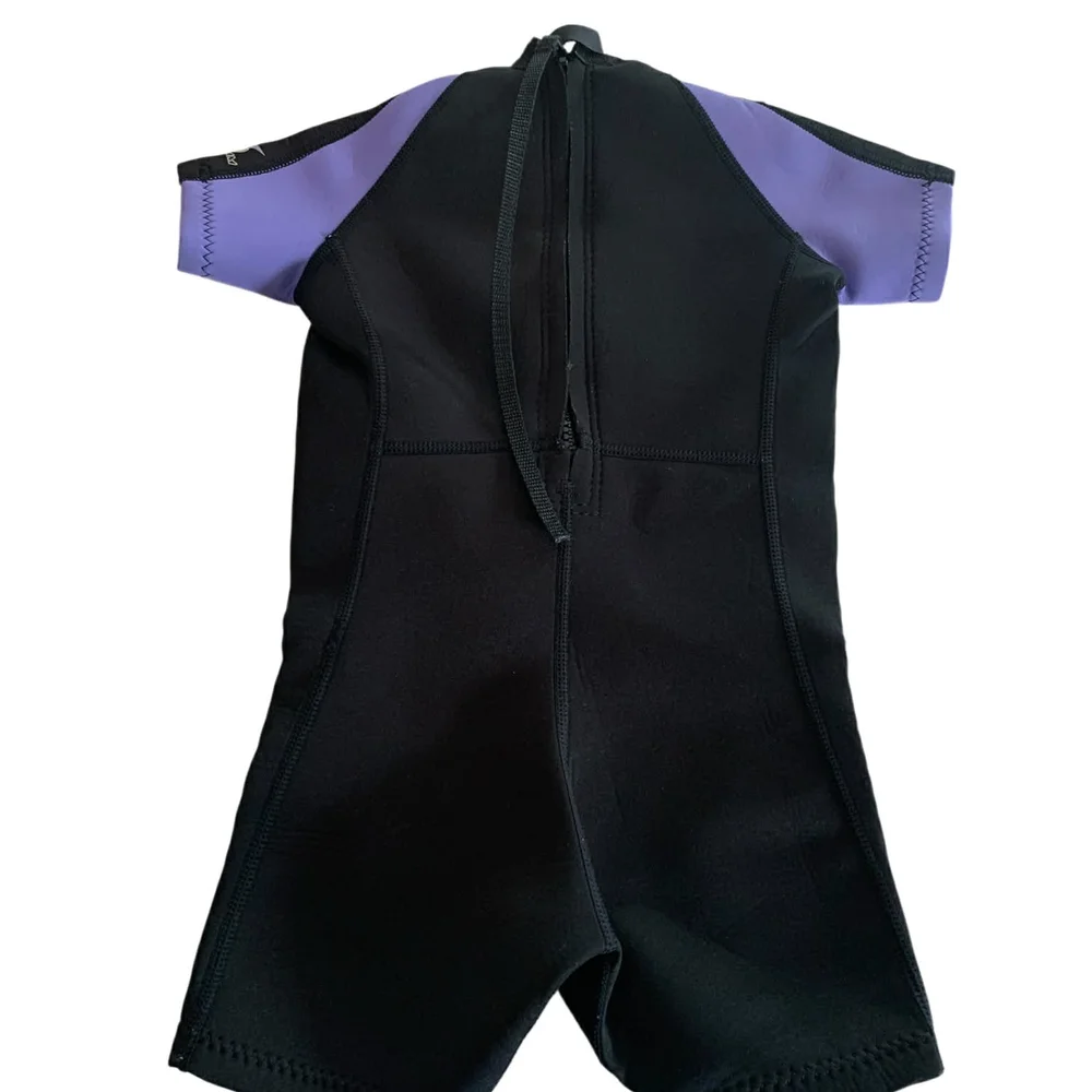 NeoSport Kids 2mm Wetsuit Size 4 Purple Retro Coastal Shorty‎ Surf Swim Snorkel
